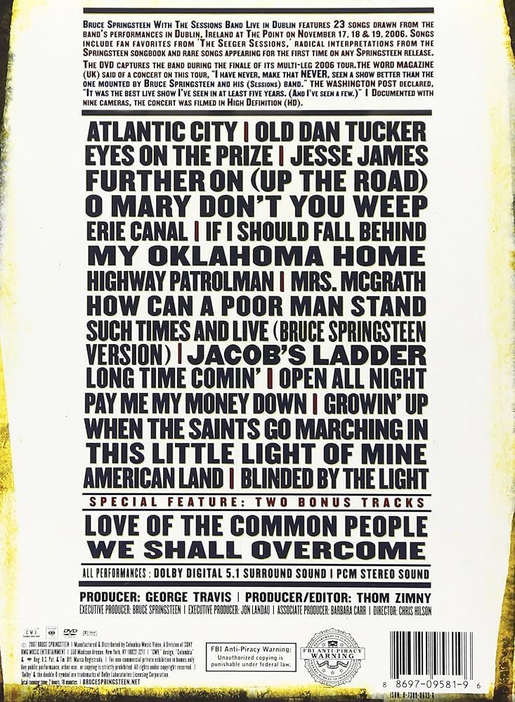 Bruce Springsteen Sessions Band: Live in Dublin : Bruce
